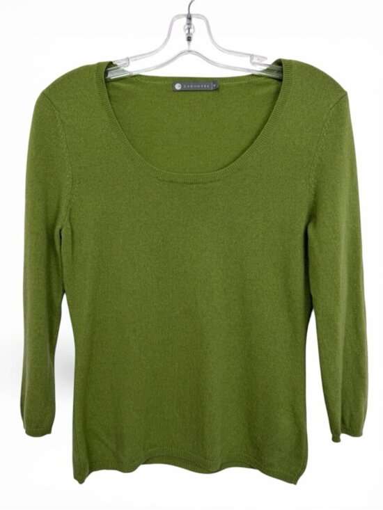 InCashmere Sweaters - Cashmere Scoop Neck Sweater Top Size Medium Green Chartreuse
